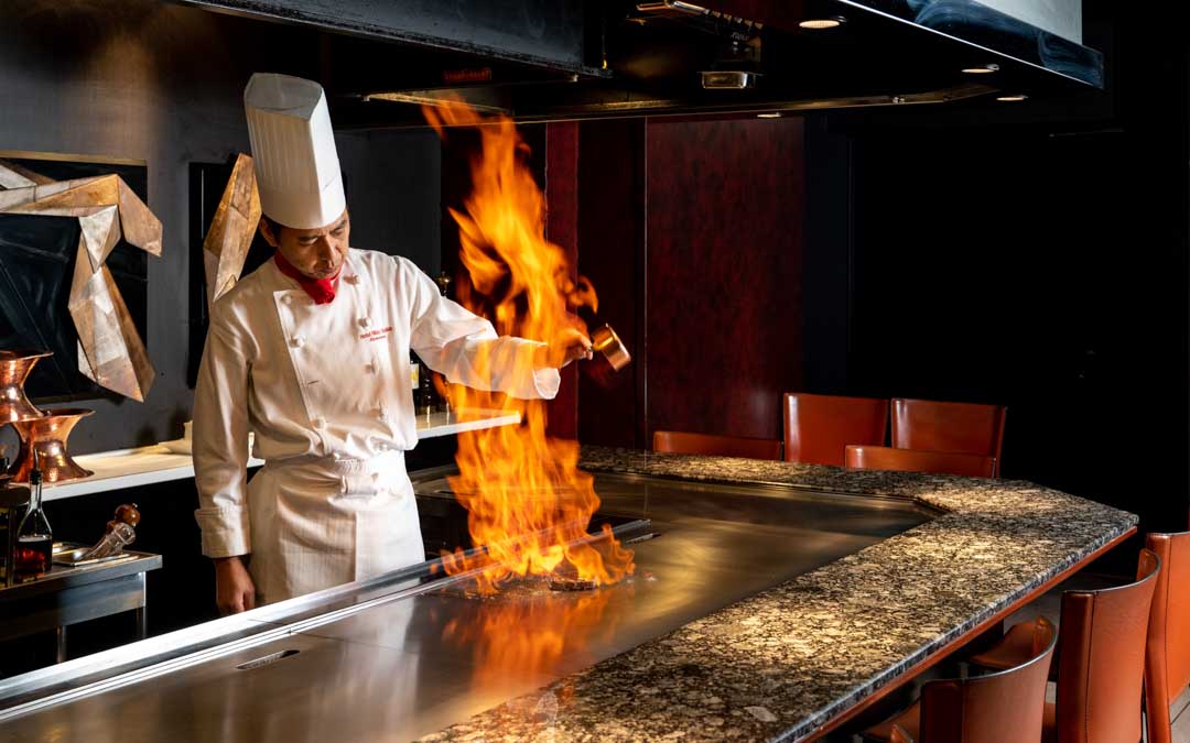 A flambé scene for adding aroma