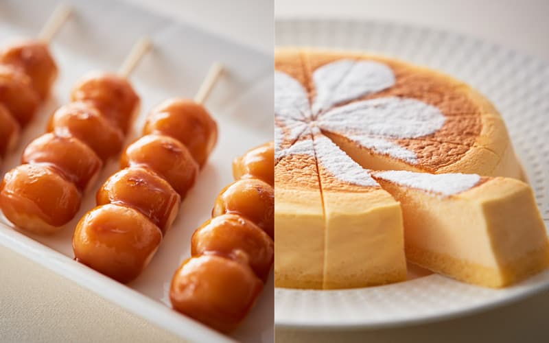 スイーツ みたらし団子やチーズケーキ